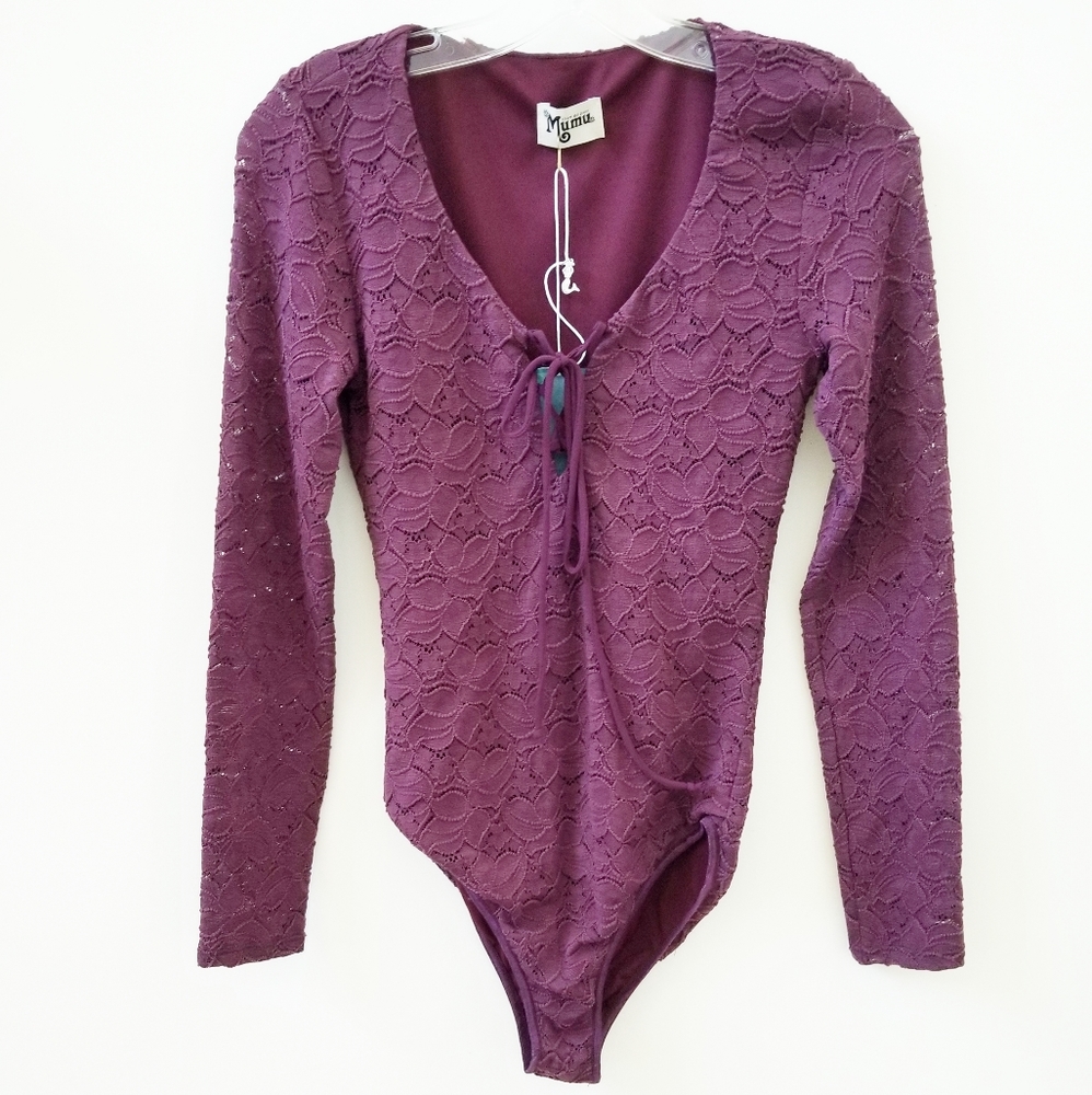 SHOW ME YOUR MUMU Burgundy Lace Bodysuit